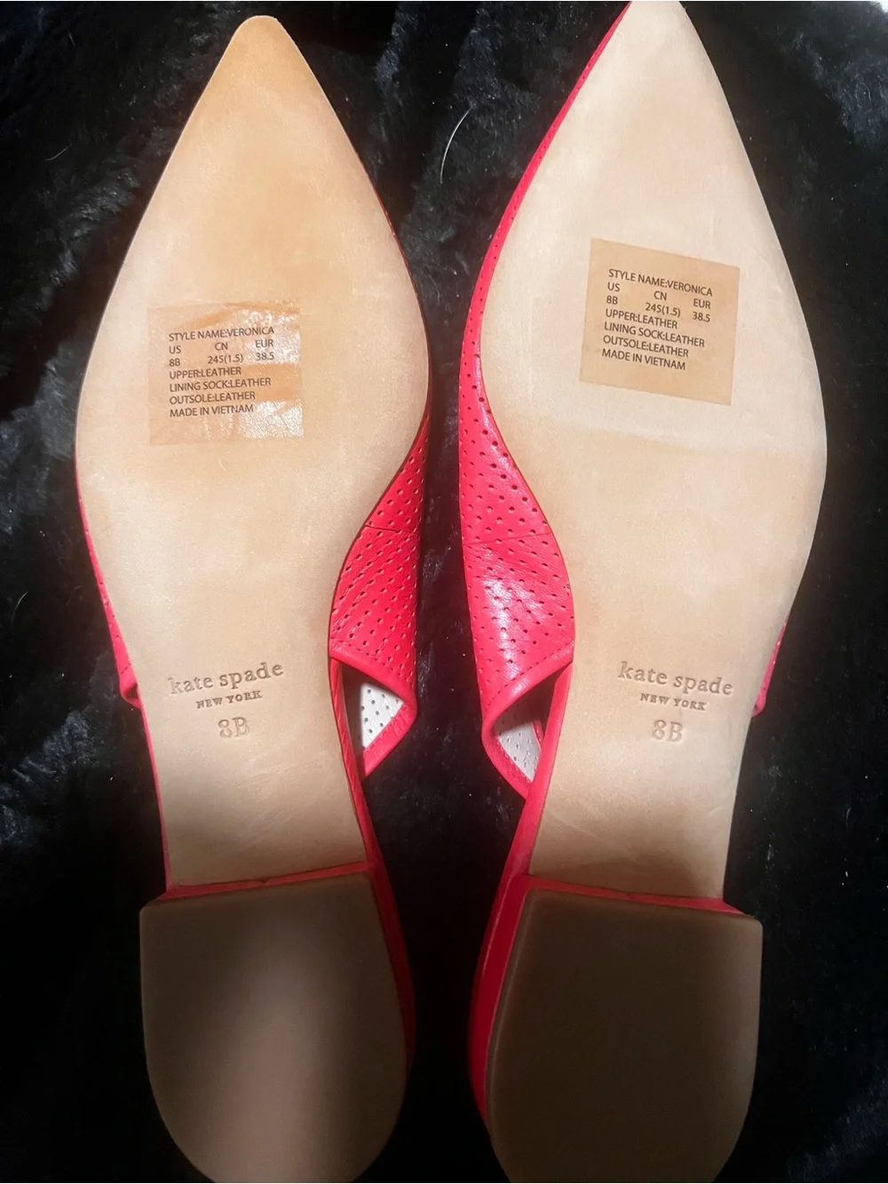 kate spade Pink Pointed Toe Slingback Flats with Bow